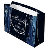 Blauw en Zilver Glitter Agate Bruidsdouche Groot Cadeauzakje (Achterkant Gekanteld)