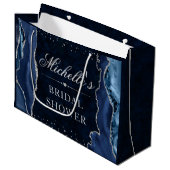 Blauw en Zilver Glitter Agate Bruidsdouche Groot Cadeauzakje (Voorkant Gekanteld)