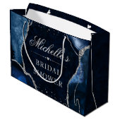 Blauw en Zilver Glitter Agate Bruidsdouche Groot Cadeauzakje (Achterkant Gekanteld)