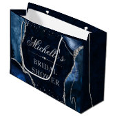 Blauw en Zilver Glitter Agate Bruidsdouche Groot Cadeauzakje (Voorkant Gekanteld)
