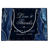Blauw en Zilver Glitter Agate Bruiloft Groot Cadeauzakje (Voorkant)