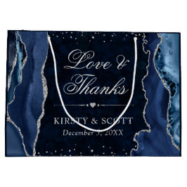 Blauw en Zilver Glitter Agate Bruiloft Groot Cadeauzakje