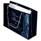 Blauw en Zilver Glitter Agate Bruiloft Groot Cadeauzakje (Voorkant Gekanteld)