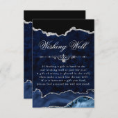 Blauw en zilver glitter marble Agate Wishing well Informatiekaartje (Voorkant / Achterkant)