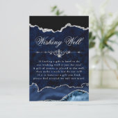 Blauw en zilver glitter marble Agate Wishing well Informatiekaartje (Staand voorkant)