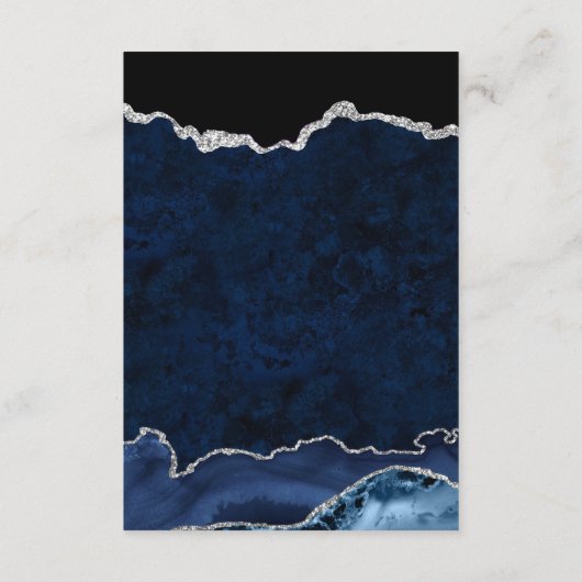 Blauw en zilver glitter marble Agate Wishing well Informatiekaartje (Achterkant)