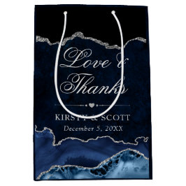 Blauw en Zilver Glitter Marmer Agaat Trouwring Medium Cadeauzakje