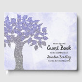 Blauw en zilver Glitter Tree Guest Book Gastenboek (Voorkant)