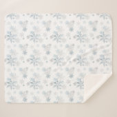 Blauw en Zilver Grijs Sneeuwvlok Winter Wonderland Sherpa Deken (Voorkant (horizontaal))