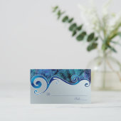 Blauw en Zilver Grijs Wedding Place Cards Plaatskaartje (Staand voorkant)