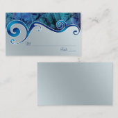 Blauw en Zilver Grijs Wedding Place Cards Plaatskaartje (Voorkant / Achterkant)