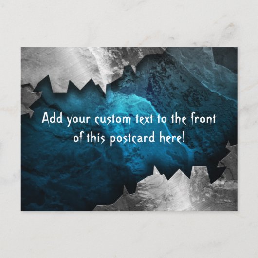 Blauw en zilver Grunge Metal/Stone Design Briefkaart (Voorkant)