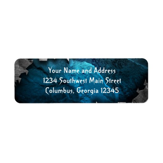 Blauw en zilver Grunge Metal/Stone Design Etiket (Voorkant)