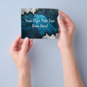 Blauw en zilver Grunge Metal/Stone Design Flyer (Hand)