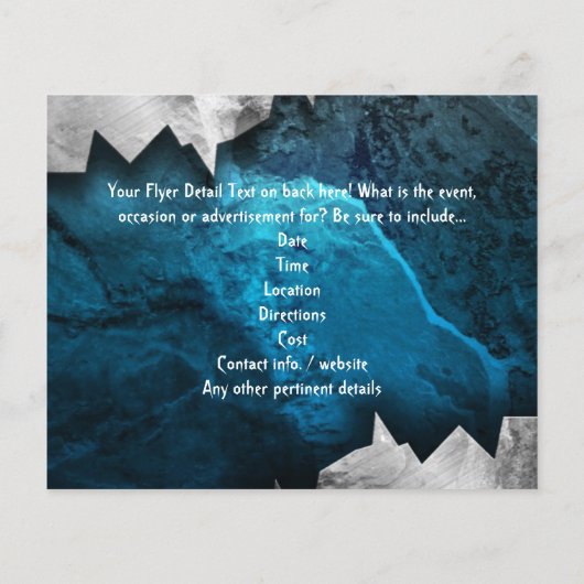 Blauw en zilver Grunge Metal/Stone Design Flyer (Achterkant)