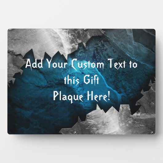 Blauw en zilver Grunge Metal/Stone Design Fotoplaat (voorkant)