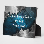 Blauw en zilver Grunge Metal/Stone Design Fotoplaat (Zijkant)