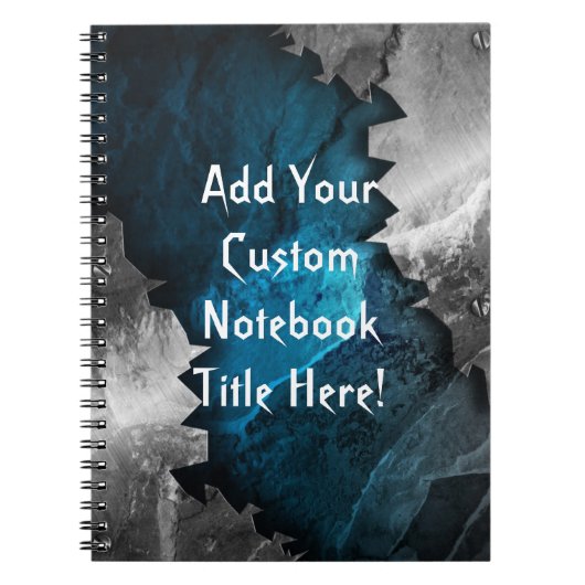 Blauw en zilver Grunge Metal/Stone Design Notitieboek (Voorkant)