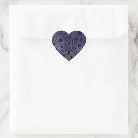 Blauw en zilver hart sticker (Tas)