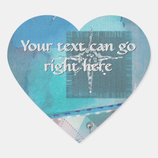 Blauw en Zilver Hart Stickers (Voorkant)