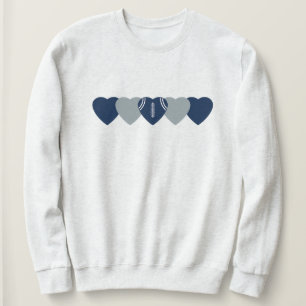 Blauw en Zilver Hart Voetbal Donker Trui
