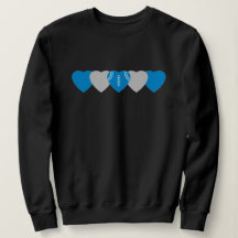Blauw en Zilver Hart Voetbal Donker