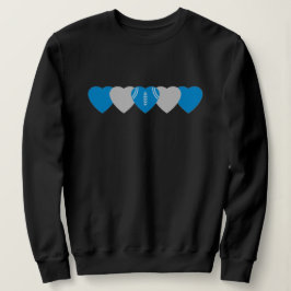 Blauw en Zilver Hart Voetbal Donker Trui
