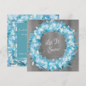 Blauw en zilver Holiday Wreath Feestdagenkaart (Voorkant / Achterkant)