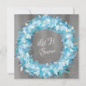 Blauw en zilver Holiday Wreath Feestdagenkaart (Voorkant)