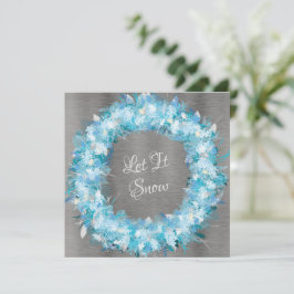 Blauw en zilver Holiday Wreath Feestdagenkaart