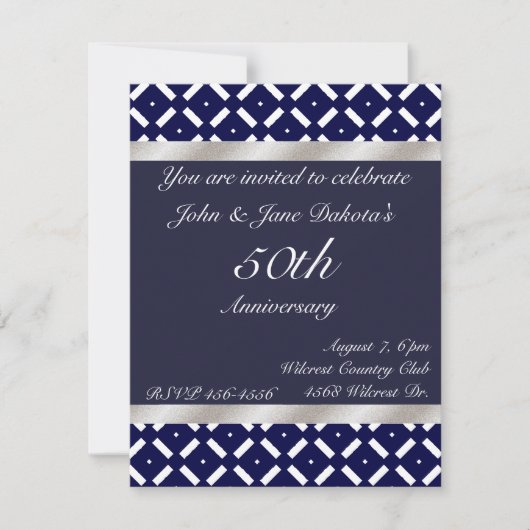 Blauw en zilver jubileum uitnodiging (Voorkant)