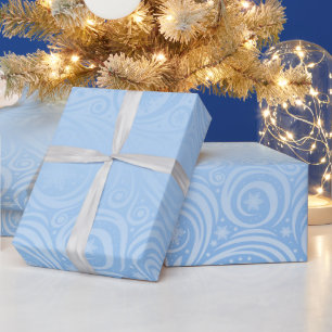 Blauw en zilver Kerstmis Cadeaupapier