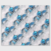 Blauw en zilver kerstpapier cadeaupapier (Vlak)