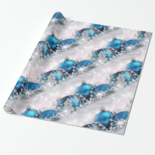 Blauw en zilver kerstpapier cadeaupapier