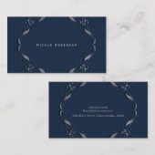 Blauw en zilver Lijst Elegant Glam Chic Visitekaartje (Voorkant / Achterkant)