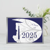 Blauw en Zilver Man Silhouette 2025 Kaart (Staand voorkant)