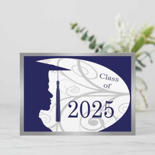 Blauw en Zilver Man Silhouette 2025 Kaart (Staand voorkant)