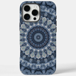 Blauw en Zilver Mandala Patroon Ontwerp iPhone 16 Pro Max Hoesje