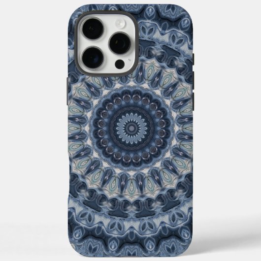 Blauw en Zilver Mandala Patroon Ontwerp Case-Mate iPhone Case (Achterkant)