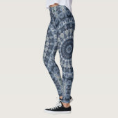 Blauw en Zilver Mandala Patroon Ontwerp Leggings (Links)