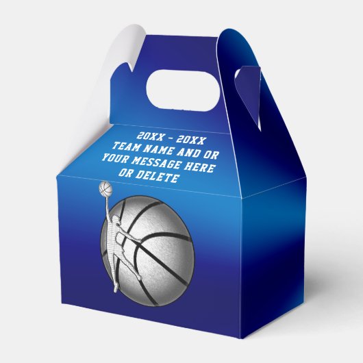 Blauw en Zilver Meisjes Basketbal Treat Tassen Doz Bedankdoosjes (Achterkant)