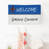 Blauw en zilver met Cross Church Welcome Banner (Insitu)