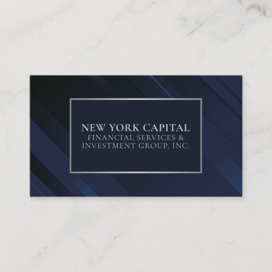 Blauw en Zilver Modern Professioneel Visitekaartje (Voorkant)