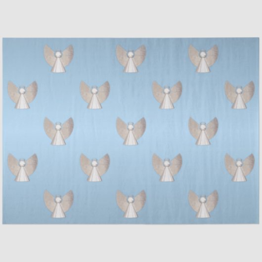 Blauw en Zilver Moderne Kerstengelen Kerstmis Tissuepapier (Voorkant)