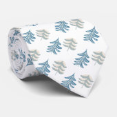 Blauw en Zilver Moderne Volkskunst Kerstbomen Stropdas (Opgerold)