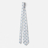 Blauw en Zilver Moderne Volkskunst Kerstbomen Stropdas (Achterkant)