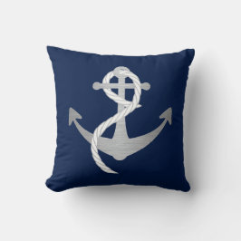 Blauw en Zilver Nautische Zeiler Moderne Martime Kussen
