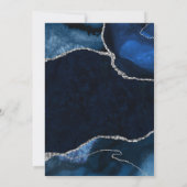Blauw en Zilver Nep Glitter Agate Bruiloftsfeest Kaart (Achterkant)