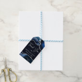 Blauw en zilver nep glitters agaat bruiloft cadeaulabel (Met Touw)