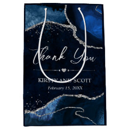 Blauw en zilver nep glitters agaten bruiloft medium cadeauzakje